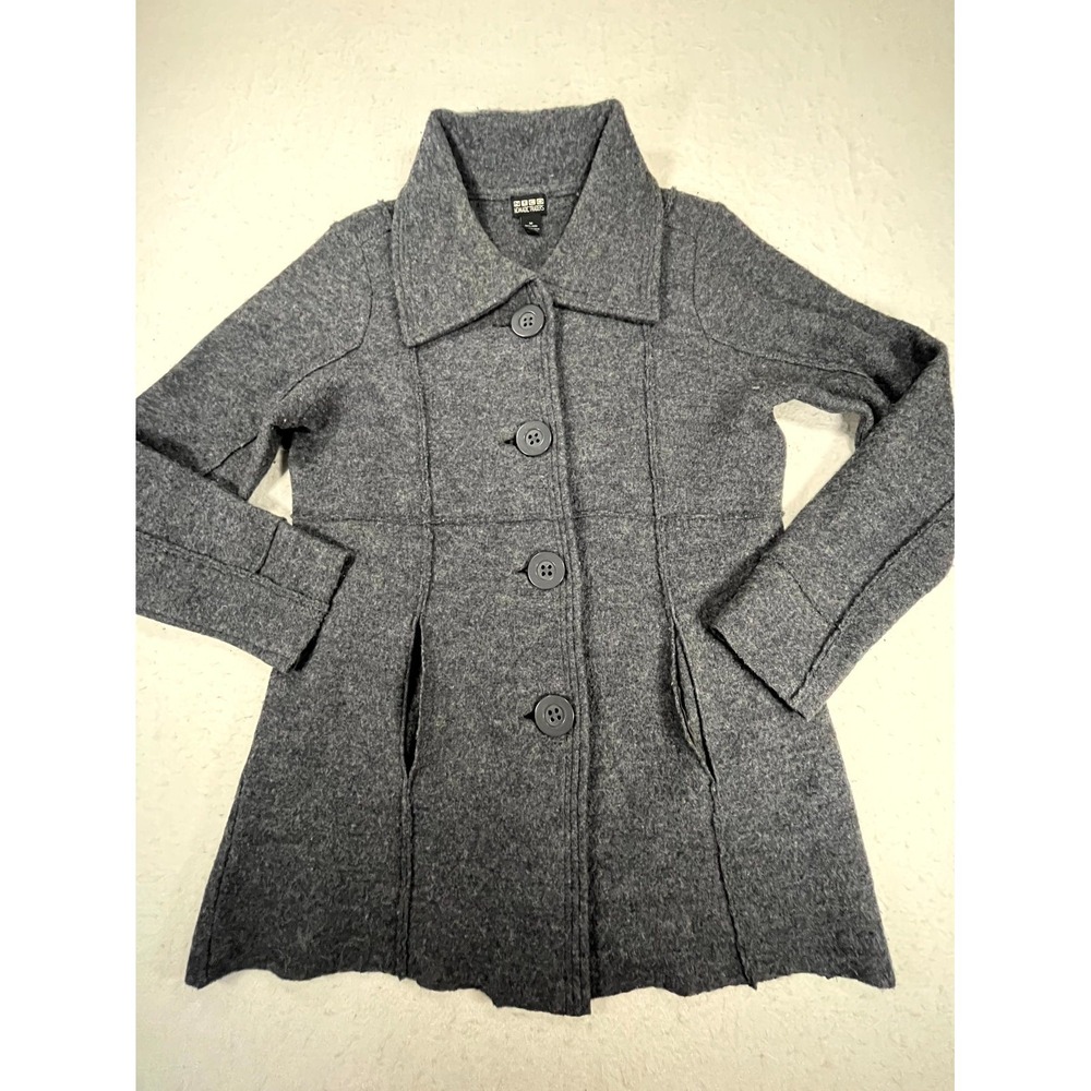 Nomadic Traders Jacket Womens Medium Heather Gray‎ Wool Button Front Warm Wear